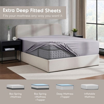 Gray Lavender Full Microfiber Deep Pocket Fitted Sheet Set