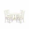 HomeStock 5 Piece Table and Chairs Dining Set - Linen White Wood Table and 4 Linen White Wooden Chairs with Slatted Back - Linen White Finish - 4 of 4