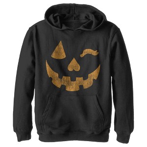 Boy's Lost Gods Halloween Jack-o'-Lantern Wink Pull Over Hoodie - 1 of 4