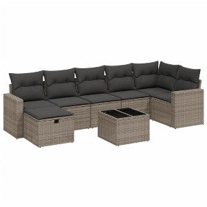 vidaXL 8 Piece Patio Sofa Set with Cushions - Gray Poly Rattan - 8 Piece, Gray, Without Storage - 1 of 4