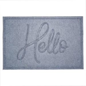 HomeRoots 24" X 36" Gray Hello Outdoor Polypropylene Door Mat - 1 of 4