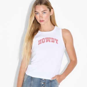 Women's Howdy Graphic Tank Top - White - 1 of 3