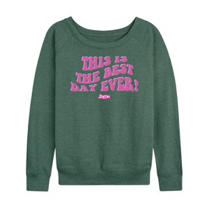 Women's - Barbie - Best Day Ever Lightweight French Terry Wide Neck Long Sleeve Shirt - 1 of 4