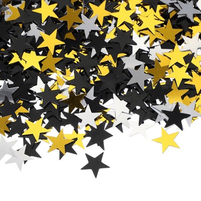 Unique Bargains Party Christmas Decorations Twinkle Metallic Foil Glitter Star Table Confetti Black/Gold/Silver