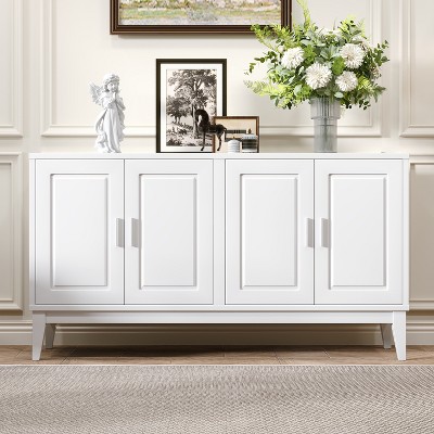 60"W 4-Door Sideboard Storage Cabinet with Adjustable Shelves, 2-Tier Door Shelves and Adjustable Foot Pads-Christopher Knight Home