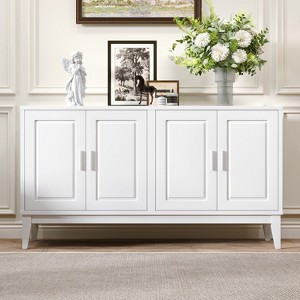 60"W 4-Door Sideboard Storage Cabinet with Adjustable Shelves, 2-Tier Door Shelves and Adjustable Foot Pads-Christopher Knight Home - 1 of 4