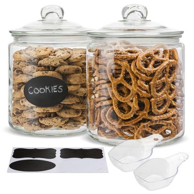 1 Gallon Glass Cookie Jar - Large Food Storage Container with