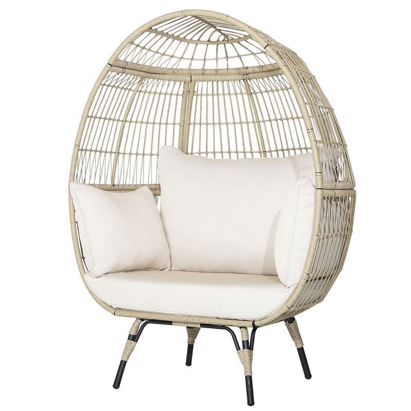 Costway Patio Oversized Rattan Egg Chair Lounge Basket with 4 Cushions for Indoor Outdoor, 1 of 10