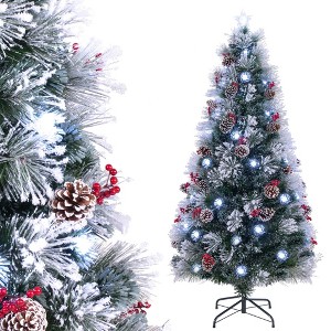 Costway 5/6/7 FT Flocked Christmas Tree Artificial Xmas Tree with 170/220/270 Branch Tips &Pine Needles - 1 of 4
