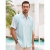 Men's Cotton Linen Shirts Relaxed Fit Short Sleeve Beach Button Down Shirt Button Up Pleats Guayabera Shirts - 3 of 4