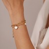 Anna-Kaci Double Layer Chain Bracelet with Heart Charm Pendant and Smooth Bead Drop Detail for a Delicate Feminine Layered Look - Gold - 3 of 4