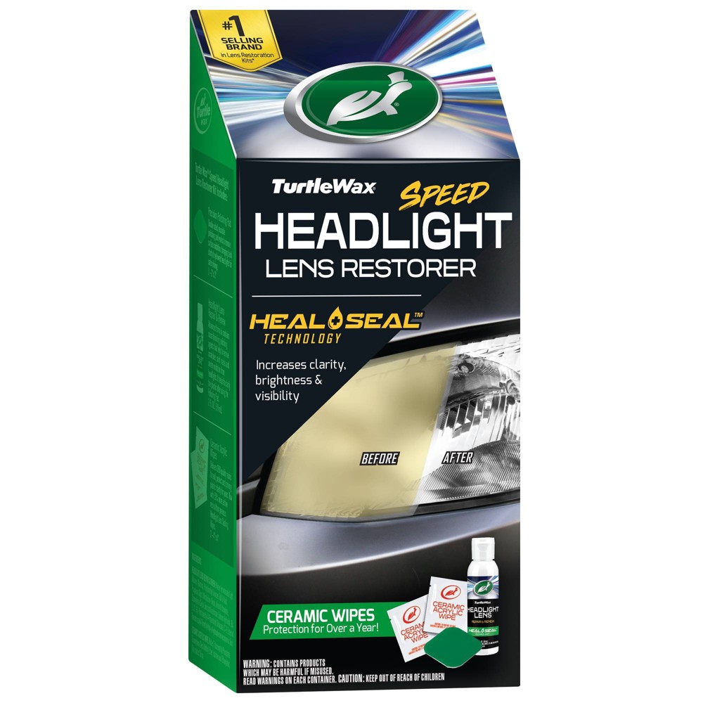 Turtle Wax Headlight Lens Restorer Kit: Liquid Cleaner for Headlamp Refurbishment & Conditioning, Prevents Discoloration