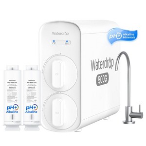 Waterdrop G5P500A Alkaline Mineral pH + Reverse Osmosis Water System NSF 372 Certified, 8 Stage 2:1 Pure to Drain 500GPD, Extra 2 G5P500A-CF Filter - 1 of 4