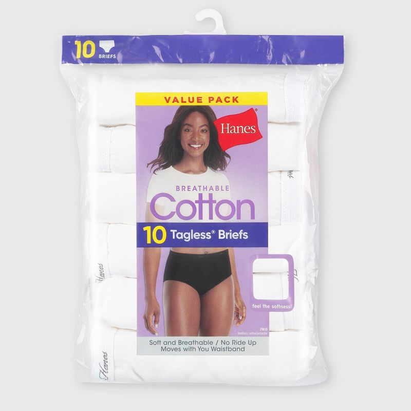 Hanes Women's 10pk Briefs Underwear - White, 3 of 7