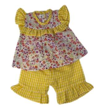 Doll Clothes Superstore Yellow Flower Short Set Fits 15 Inch Baby Dolls
