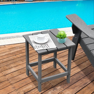 Gray Solid Fir Wood Square Outdoor Side Table