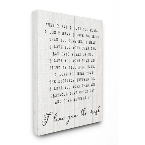 Stupell Industries Inspirational I Love You The Most Phrase Couple ...