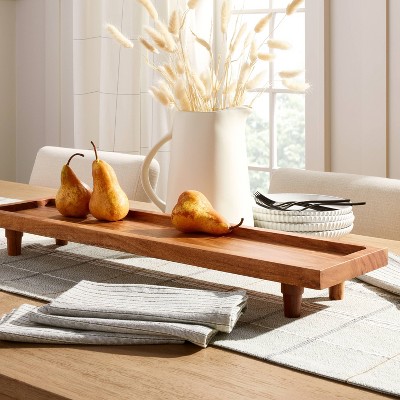 7&#34;x28&#34; Footed Wood Serving Board Brown - Hearth &#38; Hand&#8482; with Magnolia