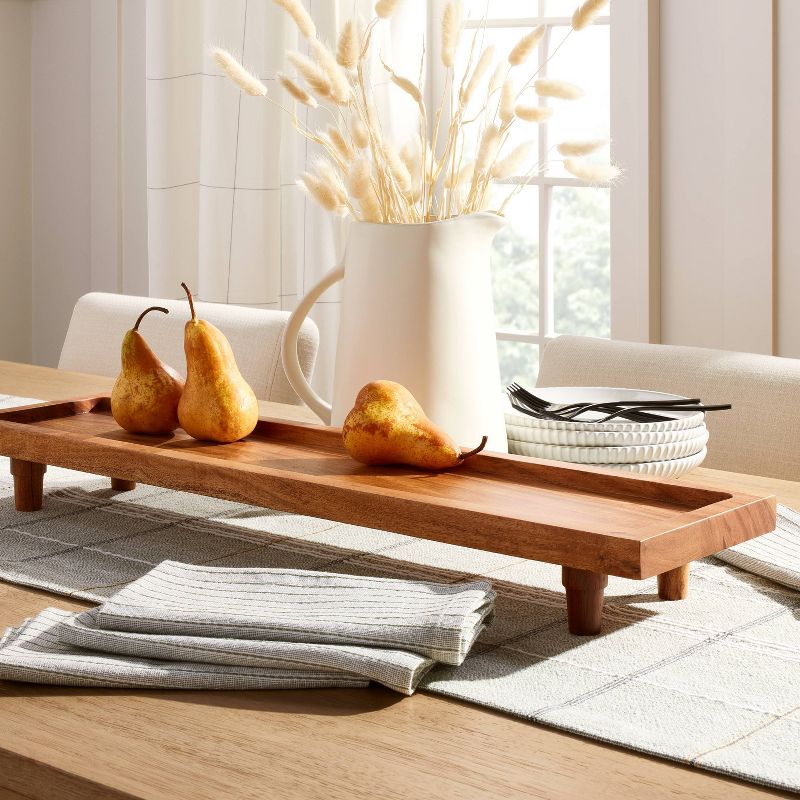 7&#34;x28&#34; Footed Wood Serving Board Brown - Hearth &#38; Hand&#8482; with Magnolia, 3 of 9