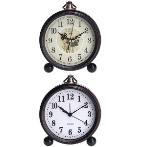 REGALWOVEN 2 Pcs Metal Battery Powered Silent Vintage Desk Clock 5.9 x 5.1 x 2 Inches - 1 of 4