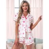 INSPIRE CHIC Women's 2 Pcs Pajama Sets Short Sleeves Cute Bow Print Soft Comfy Button Up Tops and Shorts - 2 of 4