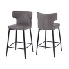 Modern PU Leather Height Bar Stool With Backrest Set of 2,With Sturdy Iron Legs,Modern Stool Bar,Height Counter Stool-Cuddlewood - 3 of 4