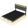 Modern Upholstered Floating Bed Frame with LED Lights, Vertical Channel Design Velvet Fabric Bed, No Box Spring Needed, Full Size, Gray - 4 of 4