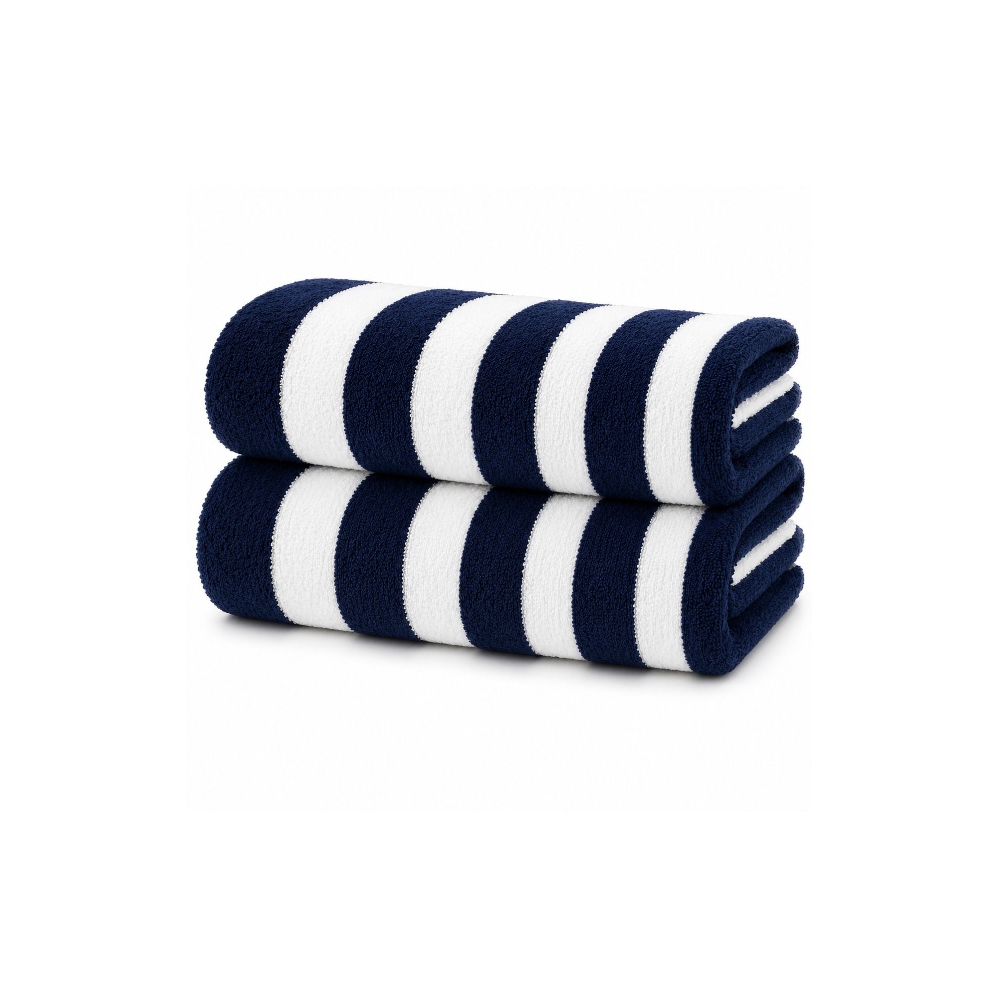 Noble House Caban Stripe Beach Towel 36" x 66" Quick Dry Super Soft Cotton Terry Great for Pool, Beach, Hot Tub & More - Navy/2pk