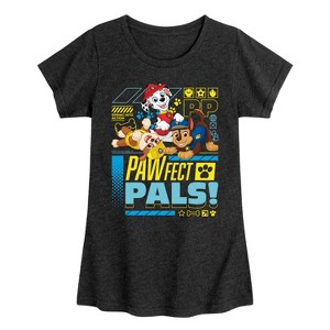 Girls' - Paw Patrol - Pawfect Pals Rubble Marshall Chase Fitted Short Sleeve Graphic T-Shirt - 1 of 4
