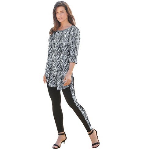 Roaman's Women's Plus Size Printed Set - 12, Black Animal : Target
