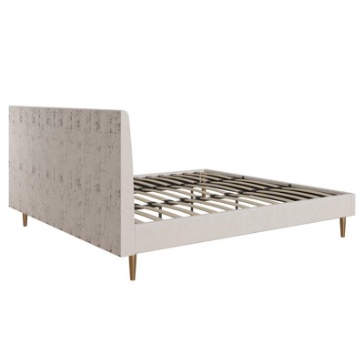 Ivory Velvet King Upholstered Bed with Tufted Headboard