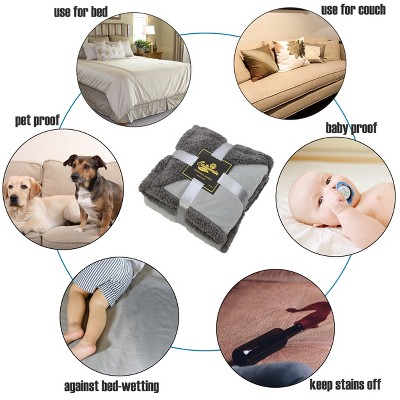 Catalonia Brown Taupe Waterproof Fleece Sherpa Reversible Throw Blanket