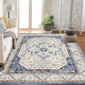 coucheta Multi-size Washable Area Rug, Vintage Floral Soft Low-Pile Durable Carpet with Non-Slip Backing, for Living Room, Bedroom, Dining Room - 1 of 4