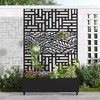 Wooakway 72"H Metal Planter Box with Trellis Raised Garden Bed with Arbor Privacy Screen with Wheels - 3 of 4