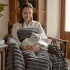 Amelie Home Soft Faux Fur Throw Blanket, Faux Rabbit Fur Striped Throw Blanket - 4 of 4