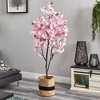 Nearly Natural 6-ft Artificial Cherry Blossom Tree with Handmade Jute & Cotton Basket - 3 of 4