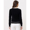 Allegra K Women's Contrast Color V Neck Long Sleeve Button Knit Cardigan Sweater - 4 of 4