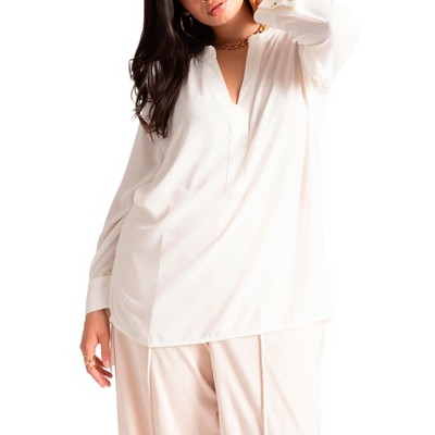 ELOQUII Women's Plus Size Mandarin Collar Tunic