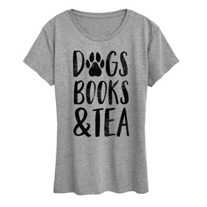 Women's - Instant Message - Dogs Books Tea Short Sleeve Graphic T-Shirt - 1 of 4