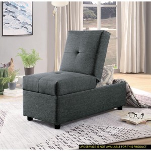 Gray Color Stylish 1pc Storage Ottoman Convertible Chair Foam Cushioned Fabric Upholstered Solid Wood Plywood Frame Living Room Furniture - 1 of 1