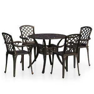 vidaXL Bistro Set Cast Aluminum Balcony Furniture Multi Colors 3/5 Piece - Bronze 4 Piece - 1 of 4