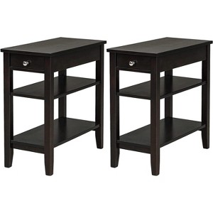 Tangkula 2PCS 3-Tier End Table Sofa Side Table Nightstand w/ Shelf & Drawer - 1 of 4