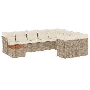 vidaXL Garden Sofa Set Beige and Brown PE Rattan Large Removable Covers - 1 of 4