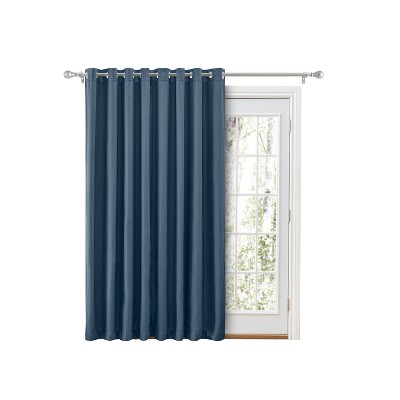 Blue 96" x 110" Polyester Blackout Pleated Grommet Panel