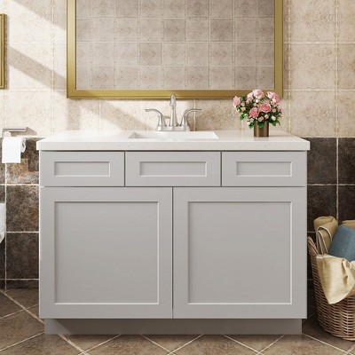 LOVMOR 21-in. D x 34.5-in. H in Plywood Vanity Sink Base Kitchen Cabinet with Drawers without Top for Kitchen, Bathroom, Living Room