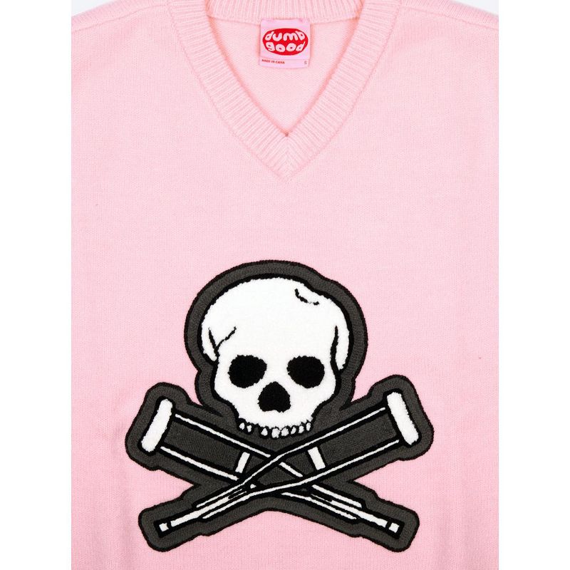 Jackass Skull & Crutches Icon Sleeveless Cradle Pink Sweater Vest, 2 of 4
