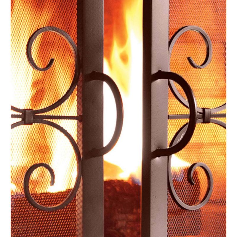 Plow & Hearth - Small Crest Fireplace Fire Screen with Doors, 38" W x 31_" H at Center, 5 of 7