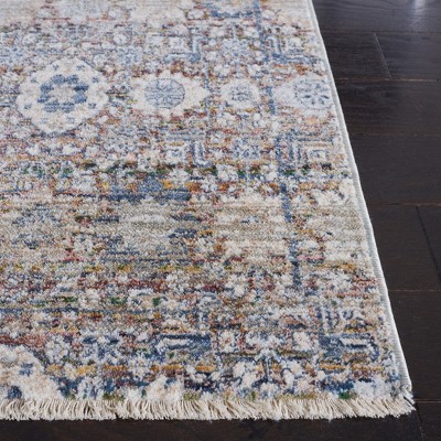 Ivory and Blue Hand-Knotted Viscose 9' x 12' Area Rug