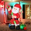 HOMCOM 6' Christmas Inflatables Santa Claus with Candy Cane, Outdoor Blow Up Yard Decoration with Build-in LED for Party - 2 of 4