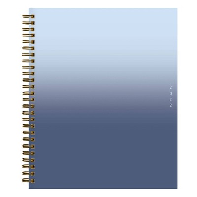 2022 Planner 7" x 9" Weekly/Monthly Sustainable Wirebound Includes Pocket Ombre Blues - Blue Sky